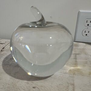 Signed Sweden 1989 Crystal Clear Glass Apple Paperweight